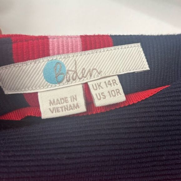 BODEN Alma Ottoman Striped Midi Dress in Navy Poinsettia Size 10 - Picture 3 of 6